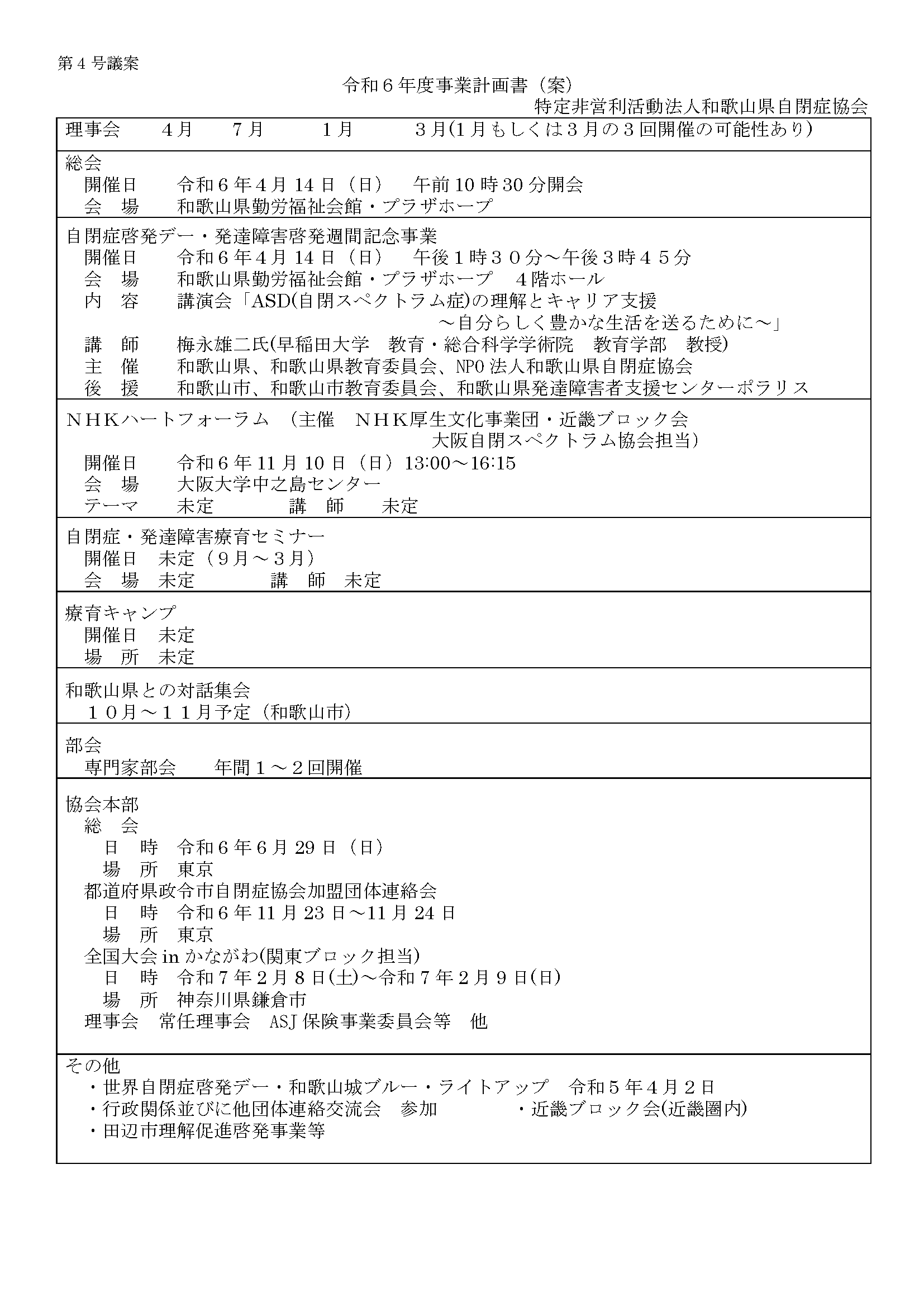 令和６年度事業計画