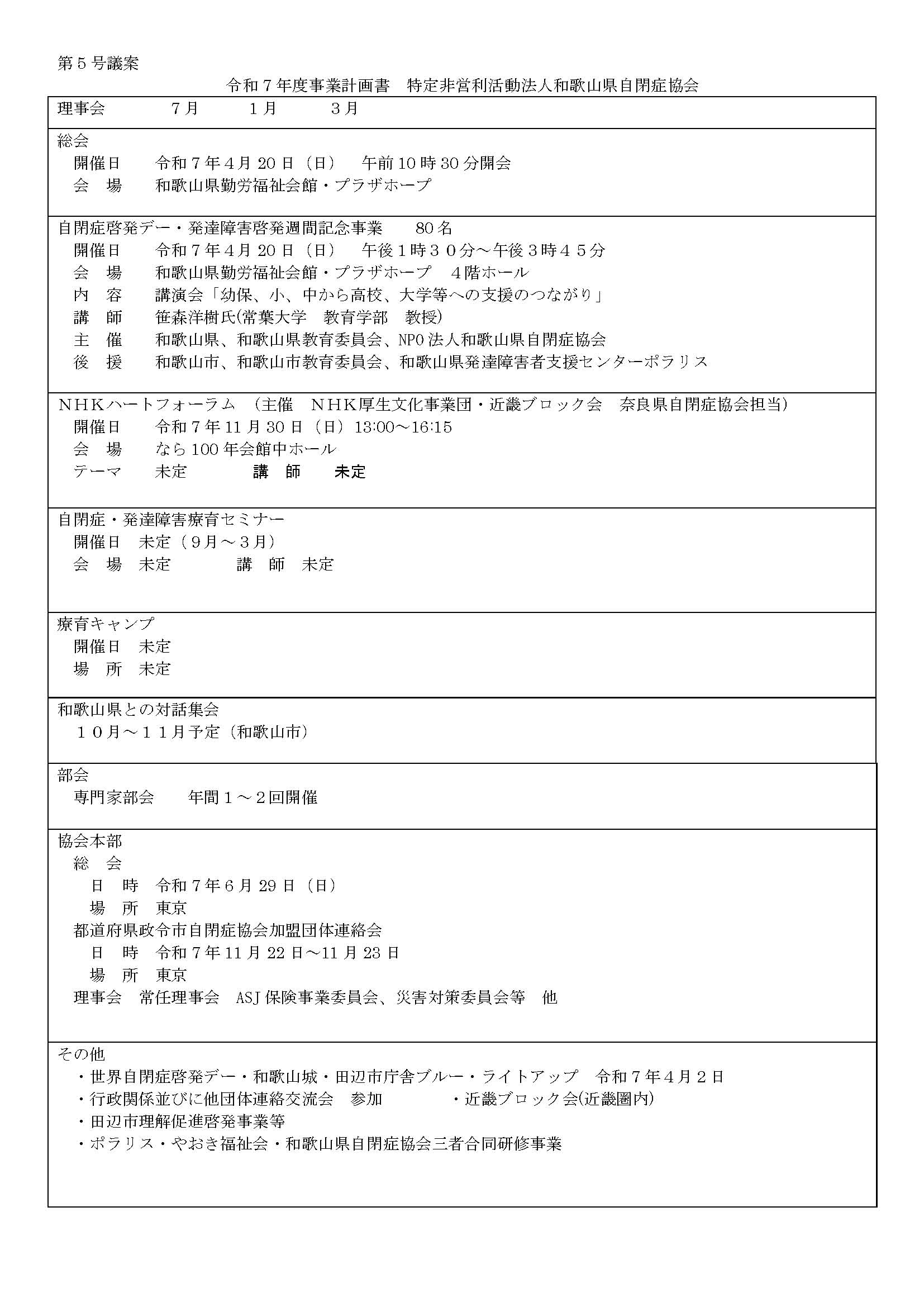 令和7年度事業計画